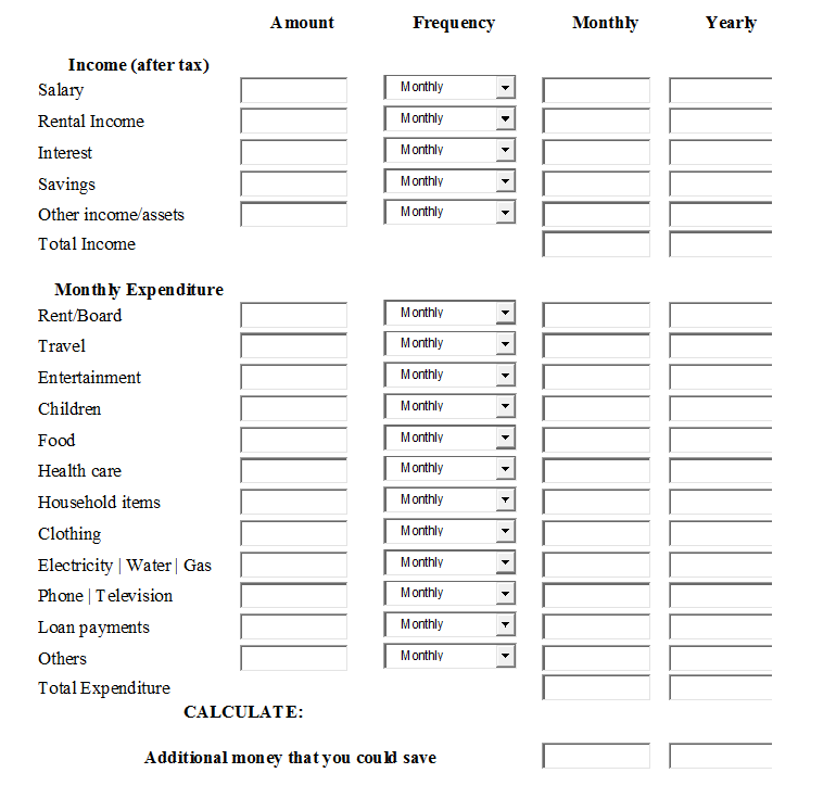 Monthly Budget Plan Budgeting Tools Goals Expense Calculator